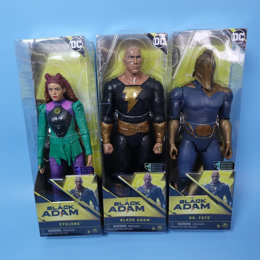 DC Spin Master Action Figures Black Adam Cyclone Dr. Fate Lot of 3  12" New
